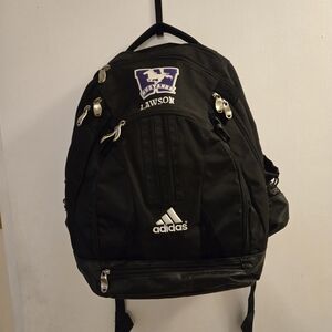 Adidas Mustangs Lawson Black Backpack with Multiple Components and Pockets